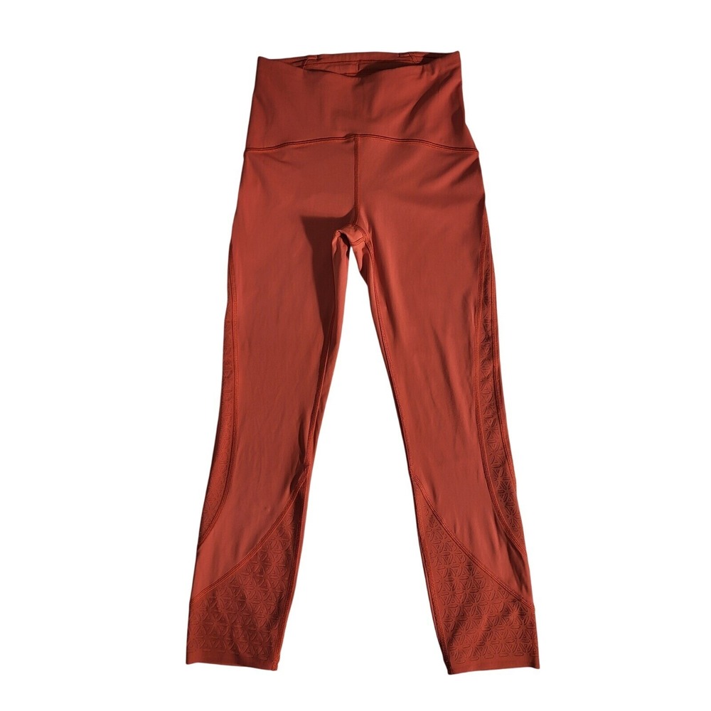 Lululemon Workout Leggings High Rise Cropped Laser Cut Orange Size 6